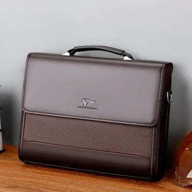 Large Capacity Office & Travel Shoulder Bag - Urban Simplicity Handbag Leather Business Men's Briefcase 