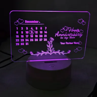 Customizable Acrylic Multicolor Night Lamp – Anniversary 