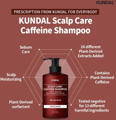 KUNDAL Anti Hair Fall & Scalp Care Caffeine Shampoo White Musk 500ml