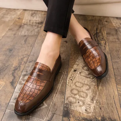 CROCODILE PATTERN MEN'S  LEATHER  SHOES GB-5861