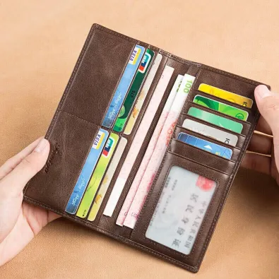 Genuine Leather Ultra Thin Long Wallet