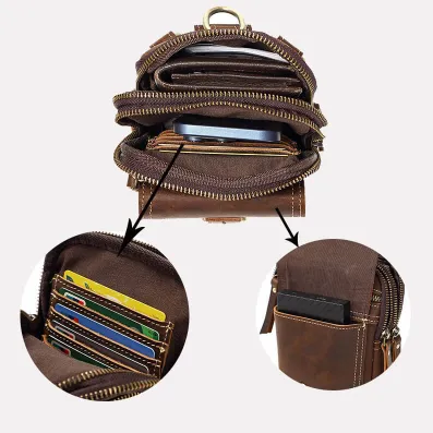 Genuine Leather Multifunctional Crossbody Waist Bag | Mobile Phone Waist Pouch
