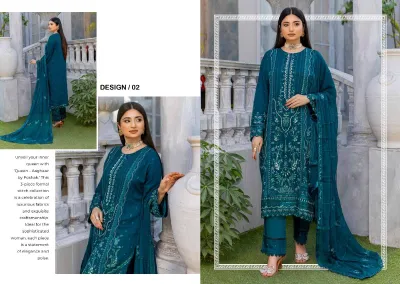 Pakistani Poshak Luxury Chiffon Stitched 3Pcs _ Sea Green 