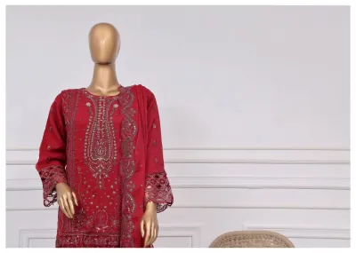 Pakistani Original Sadabahar Luxury Chiffon Stitched 3 Pcs _ Maroon 