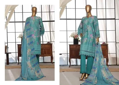 Pakistani Original Sadabahar Stitched 3Pcs  _ Dark Aqua 