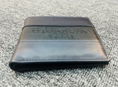 B A L M A I N BLACK LEATHER WALLET