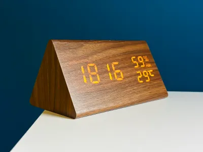 Triangle Wooden Style Digital Led Clock