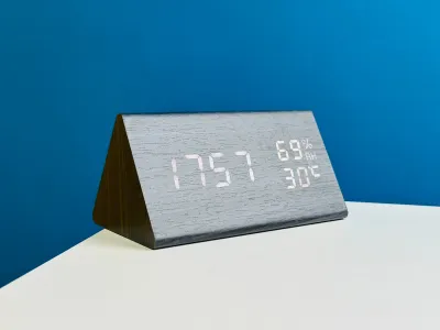 Triangle Wooden Style Digital Led Clock