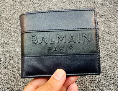 B A L M A I N BLACK LEATHER WALLET