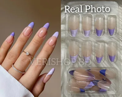 Purple  tip almond french style nail