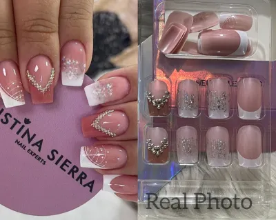 Pink Stone French Nail