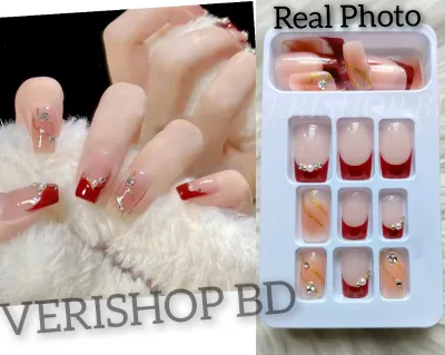 BRIDAL RED FRENCH STONE WORK NAILS