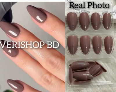 Brownish almond Fake nails