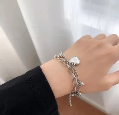 Double Layered Chain Heart Bracelet 