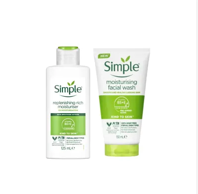 Simple Kind To Skin Replenishing Rich Moisturiser 125ml & Moisturising Face Wash 150ml