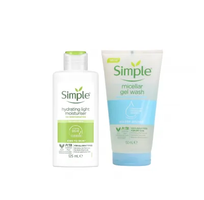 Simple Hydrating Light Moisturiser 125ml & Water Boost Miceller Facial Gel Wash 150ml Combo