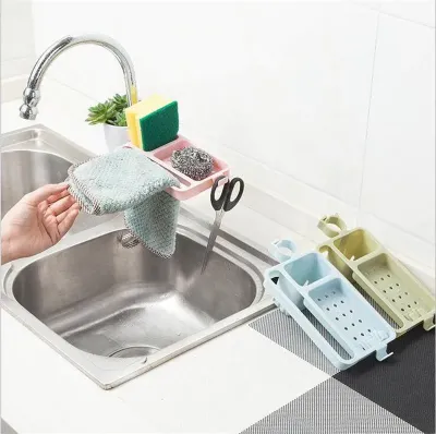 Kitchen Sink Faucet Sponge Soap Towel Holder 