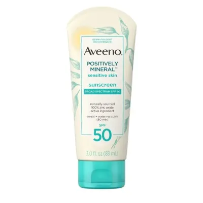 Aveeno Positively Mineral®  Sensitive Skin Sunscreen Broad Spectrum SPF 50 (88ml)