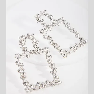 Lovisa Silver Diamente Square Drop Earrings
