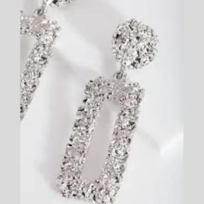 Lovisa Silver Textured Rectangle Earring