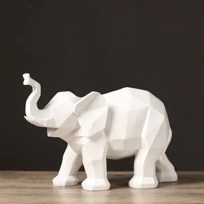 White Nordic Abstract Origami Geometric Elephant