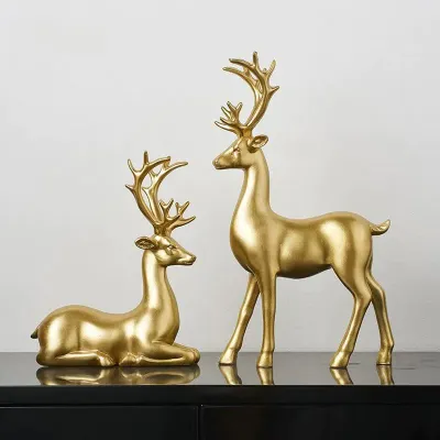 Nordic Golden Resin Couple Deer 
