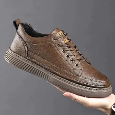 Two Layer Cowhide Leather Casual Shoes