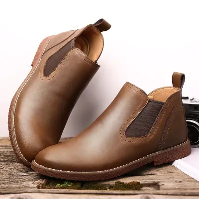Mid-To-High Leather Chelsea Boot  