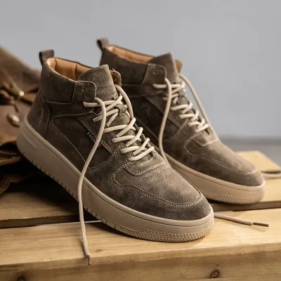 Genuine Leather High-Top Martin Shoe  
