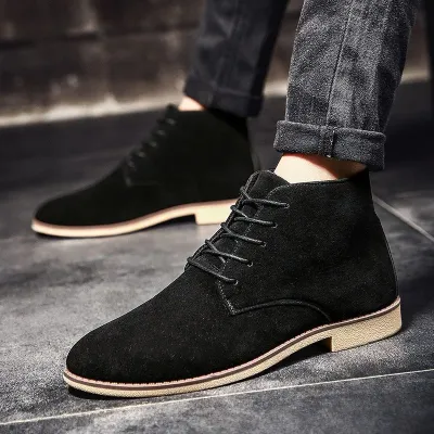 British Style Pointed High-top Leather Shoes