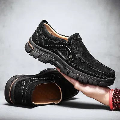 Toe Layer Leather Beanie Casual Shoes