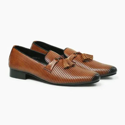 Cow Leather Brown Tassel Loafer ST60