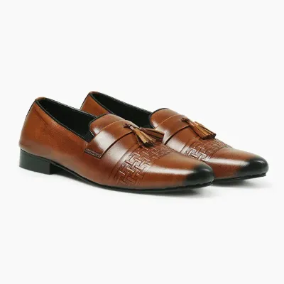 Cow Leather Brown Tassel Loafer ST61