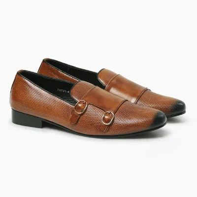 Cow Leather Brown Double Monk Loafer ST63