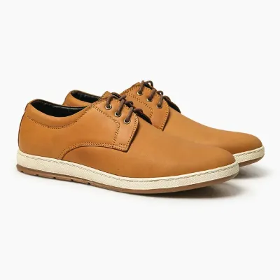 Cow Leather Yellow Brown Casual Shoes ST72