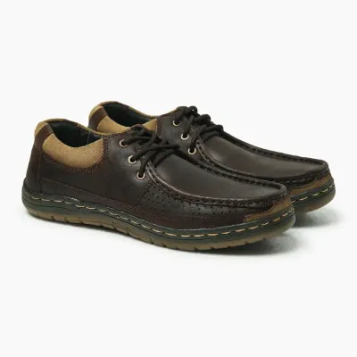 Cow Leather Coffee Color Casual Shoes ST73