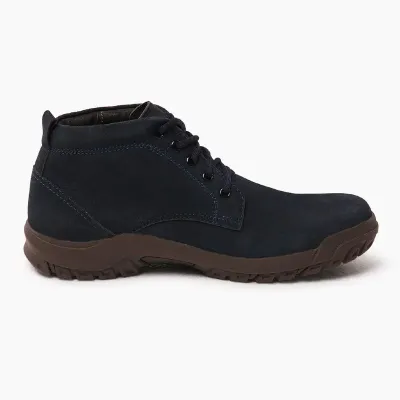 Cow Leather Mate Navy Blue Martin Boots ST80