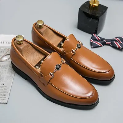 Premium Leather Yellow Brown Loafer ST03