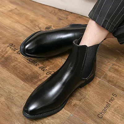 Premium Leather Black Color Chelsea Boot GB523