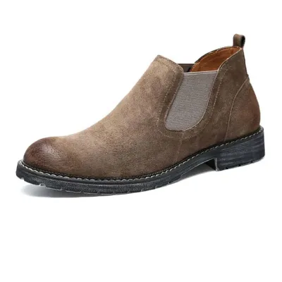 Genuine Leather Coffee Chelsea Boots