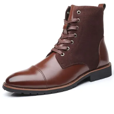 Premium Synthetic Leather Red Wine Color Martin Boots