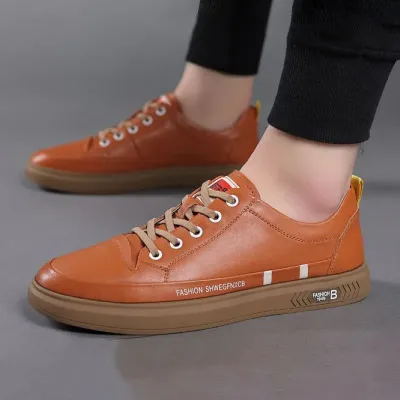 Genuine Leather Strong Feet Orange Casual Shoes ST97