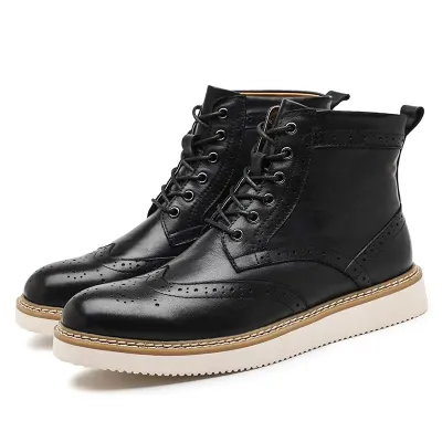 Cow Leather British High-Top Black Martin Boots ST48