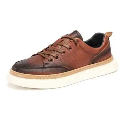 Genuine Leather Leisure Spot Brown Casual Shoes ST83