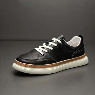 Genuine Leather Leisure Spot Black Casual Shoes ST104