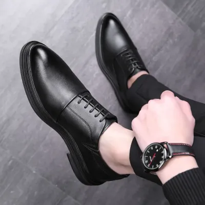 Premium Leather Beige Black Color Formal Shoes ST112