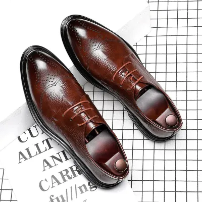 Premium Leather Brogue Coffee Formal Shoes ST88