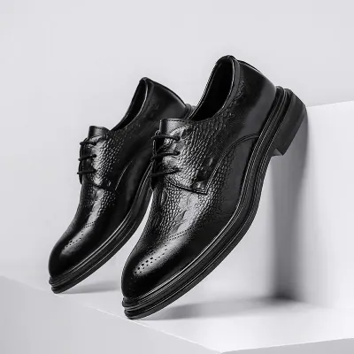 Premium Leather Brogue Black Formal Shoes ST111