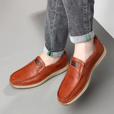 Genuine Leather Low-Top Brown Loafer GB218