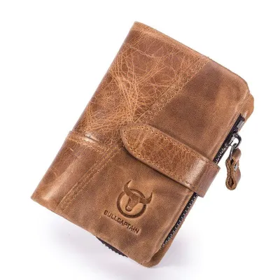 Genuine Leather Yellowish Brown Vertical Wallet GB397
